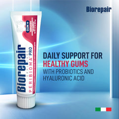 Biorepair Peribioma Pro textura cremosa en primer plano, facilita aplicación suave