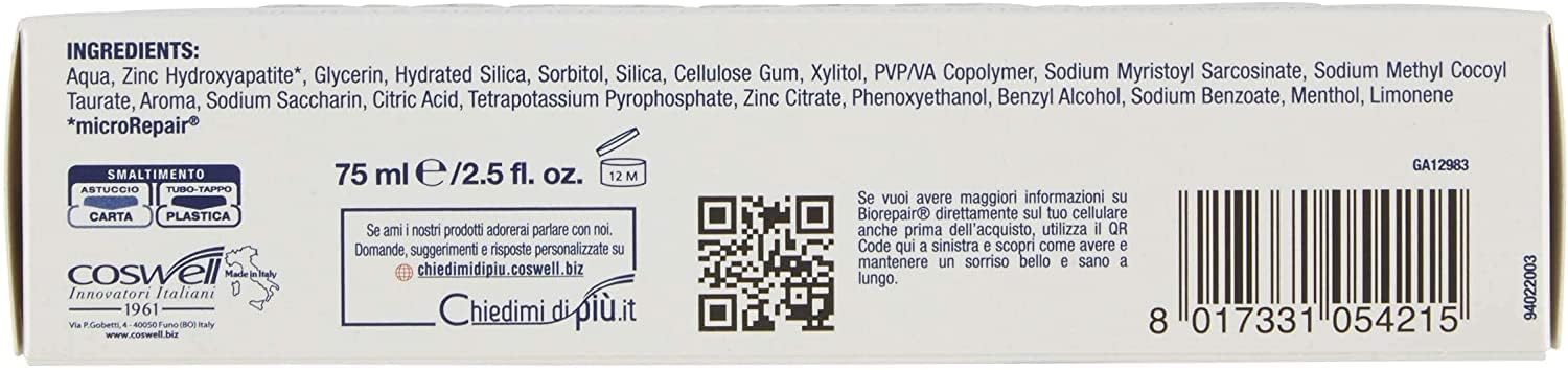 Biorepair Pro White en uso durante cepillado, mejora la superficie dental