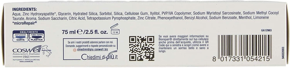 Biorepair Pro White en uso durante cepillado, mejora la superficie dental