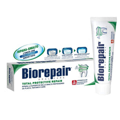 Biorepair tubo frontal 75 ml mostrando empaque italiano y beneficio reparador