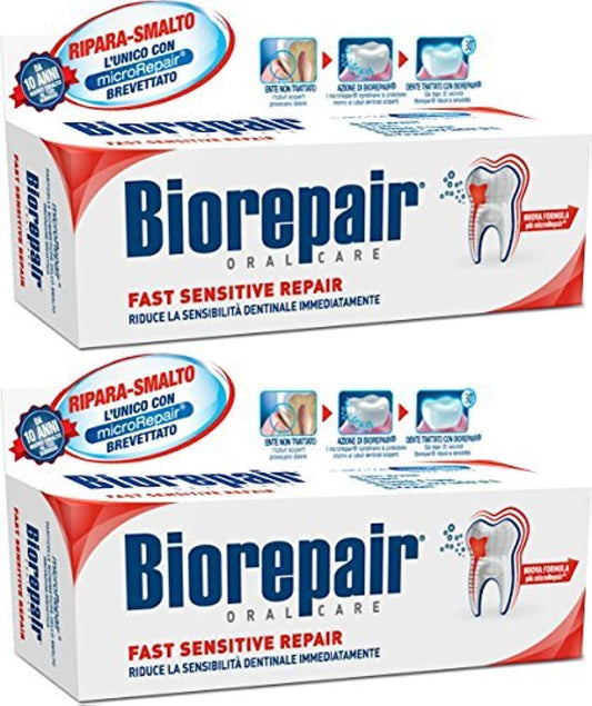 Biorepair tubo frontal mostrando etiqueta y beneficio reparación del esmalte