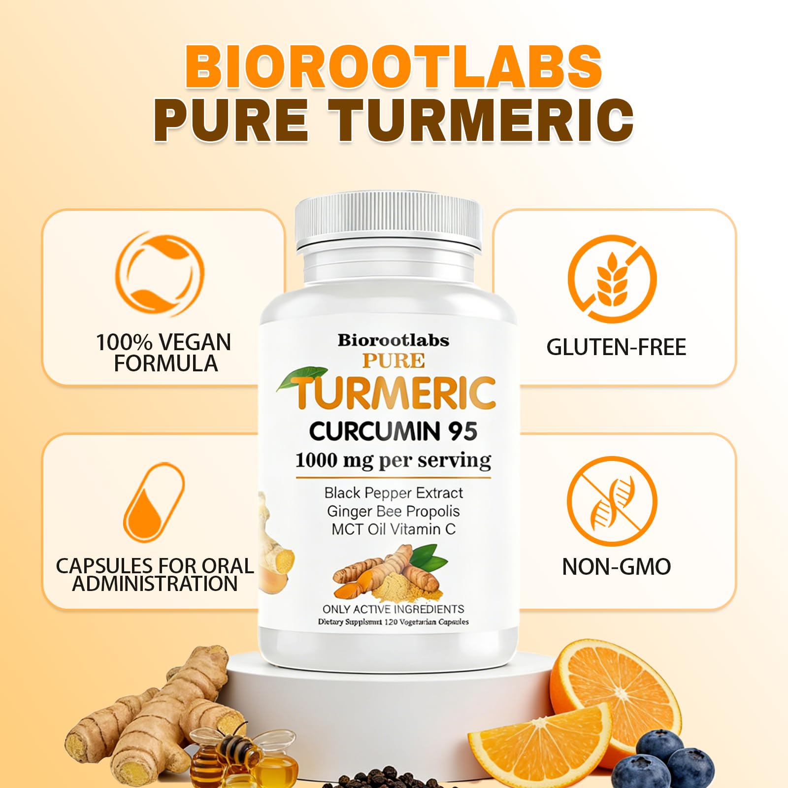 Biorootlabs cápsula en primer plano fácil de tragar y conveniente