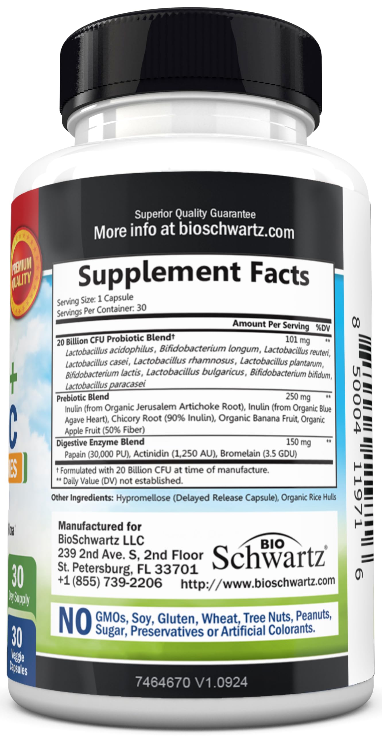 BioSchwartz certificado de pruebas de terceros que garantiza pureza