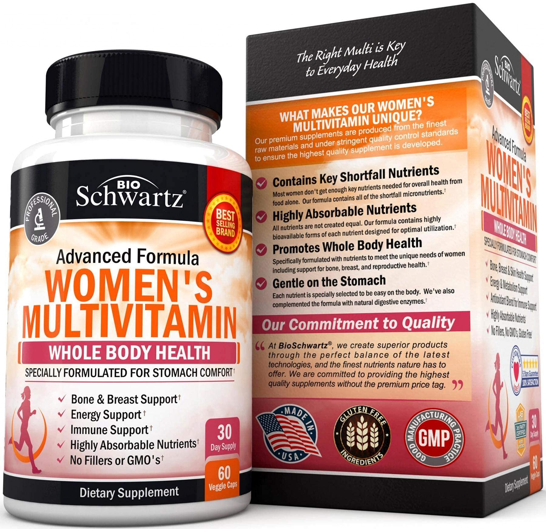 BioSchwartz comparación de tamaño del frasco 60 Ct en contexto