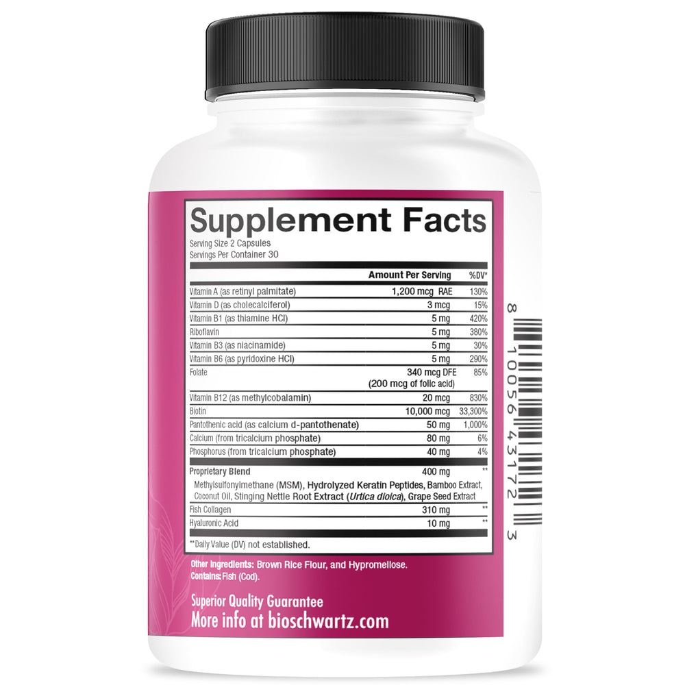 BioSchwartz etiqueta con información nutricional y calidad de fabricación