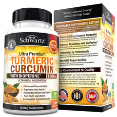 BioSchwartz etiqueta de ingredientes que muestra curcuminoides estandarizados