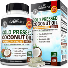 BioSchwartz frasco frontal mostrando 240 cápsulas y beneficio conveniencia
