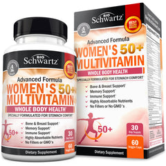 BioSchwartz frente del empaque mostrando 60 cápsulas y beneficios