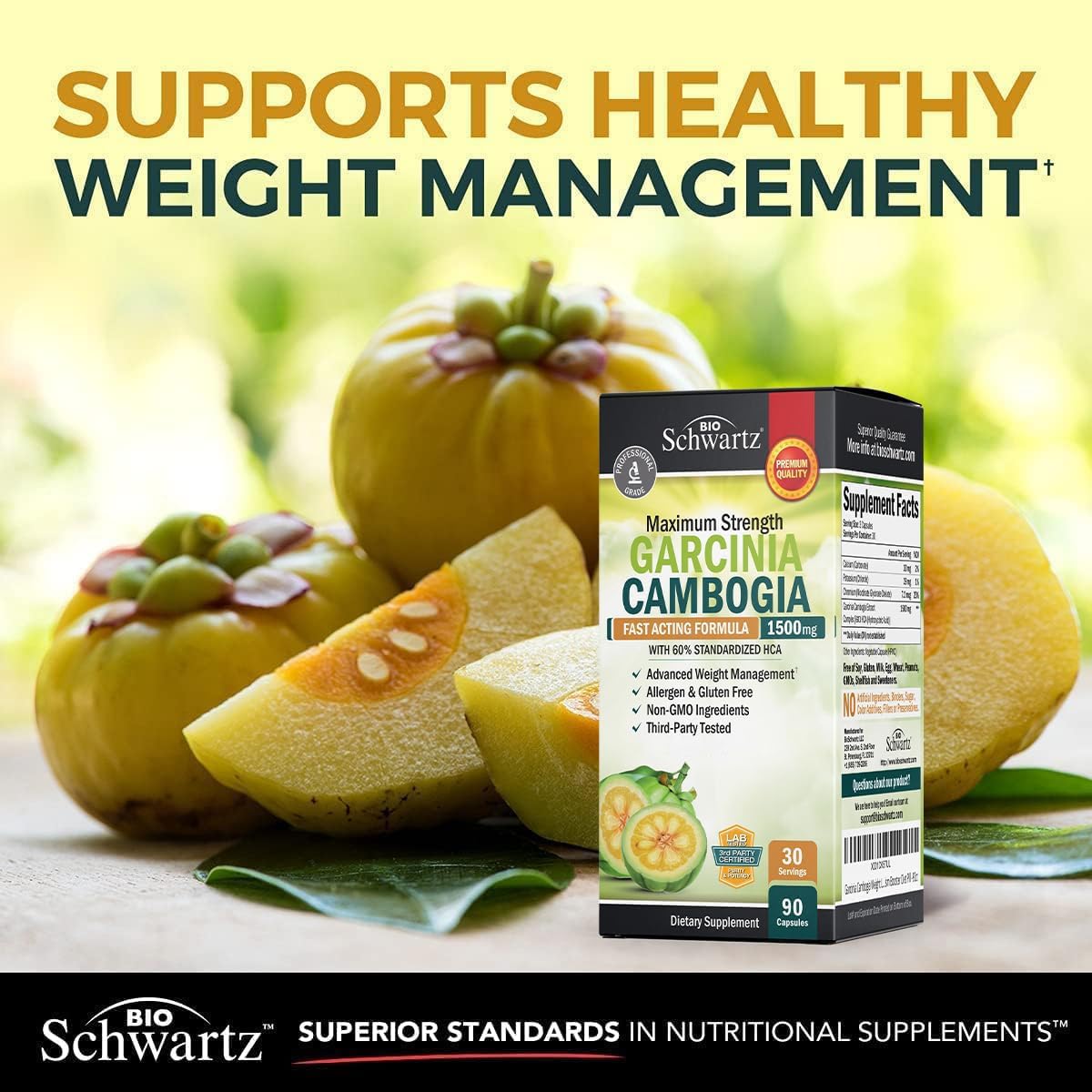 Frasco BioSchwartz junto a alimentos saludables para apoyo complementario