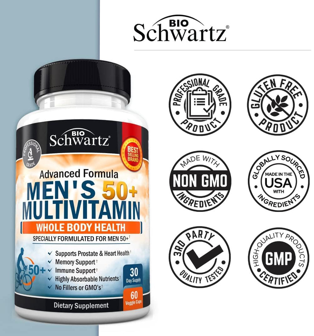 BioSchwartz multivitamínico junto a alimentos para complementar la dieta