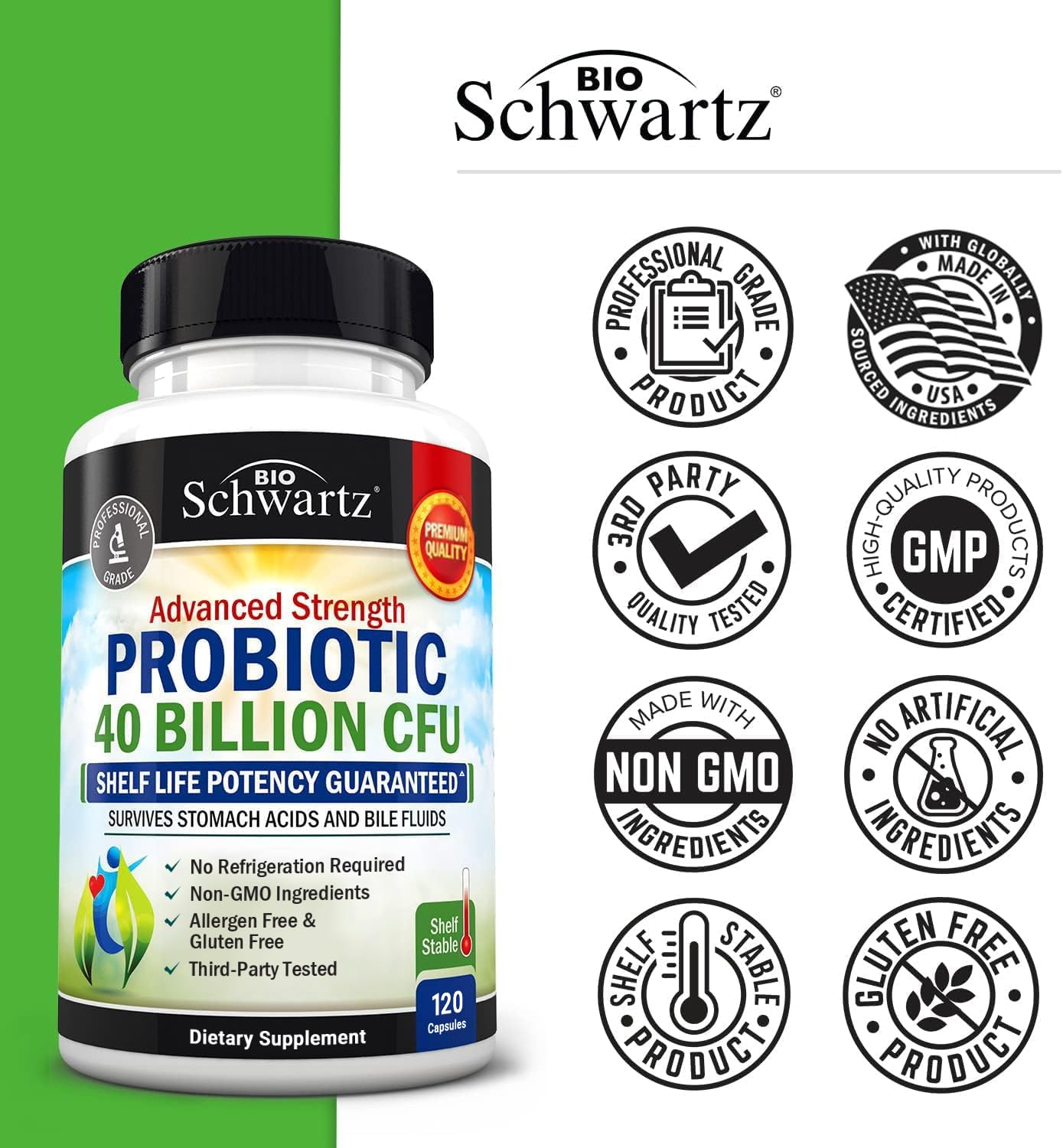 Detalle de etiqueta BioSchwartz con ingredientes y beneficios visibles