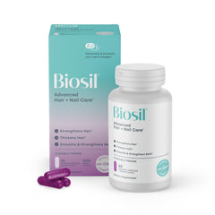 Biosil envase frontal mostrando la marca y sellos de fórmula vegana