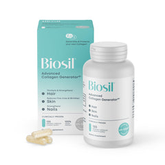 Biosil empaque frontal mostrando presentacion y beneficio de colágeno