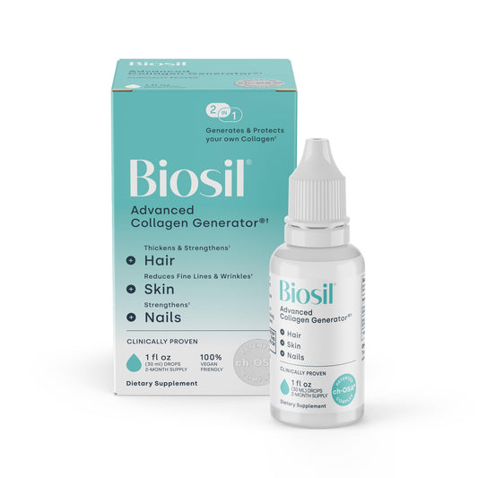 Biosil frente del envase mostrando la botella y beneficios visibles