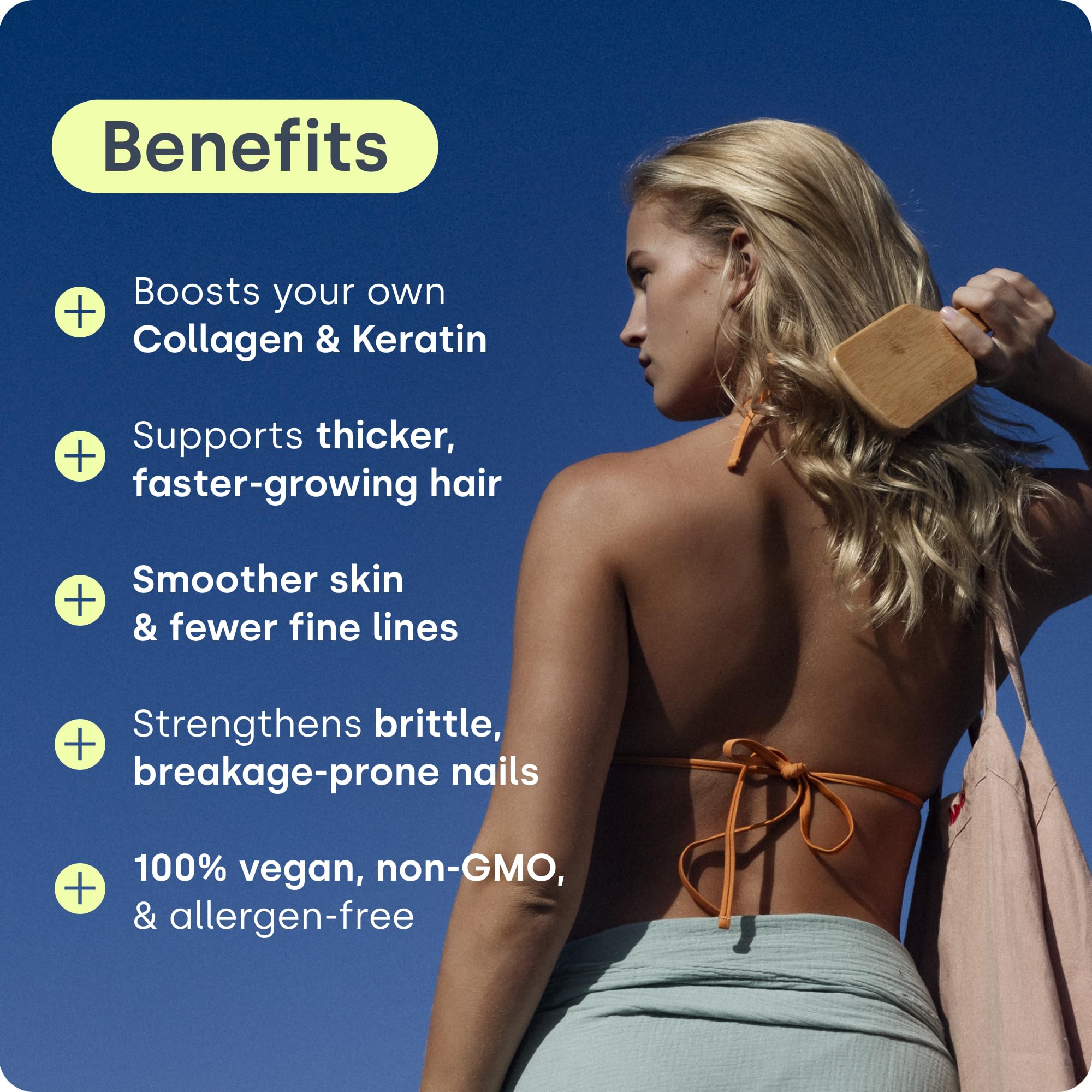 Biosil persona tomando cápsula para rutina diaria de cabello y uñas