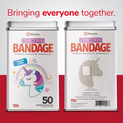 BioSwiss variedad de tiritas unicornio alineadas, diseños divertidos para niños