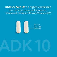 Biote ADK 10 detalle de la etiqueta con ingredientes y características clave