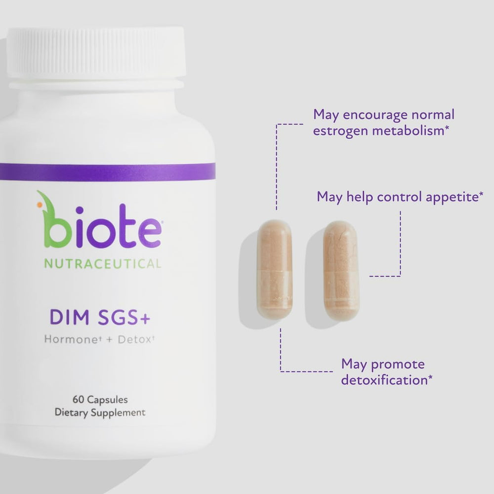 Biote DIM SGS+ primer plano de la textura de la cápsula para percepción de calidad