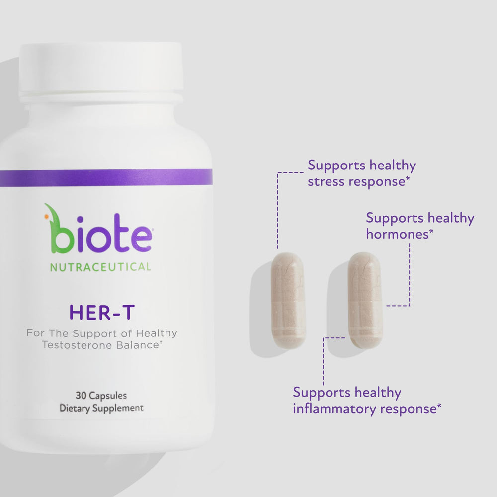 Biote HER-T cápsula en mano indicando facilidad de ingestión