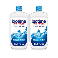 Biotene pack frontal mostrando las dos botellas y beneficio de alivio