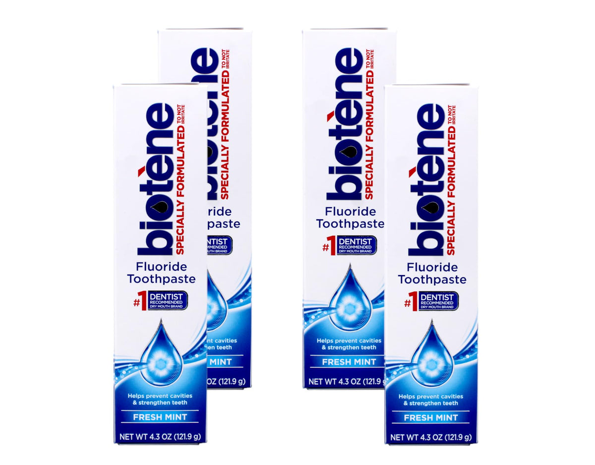 Biotene Fresh Mint frente del empaque mostrando paquete y beneficio protector