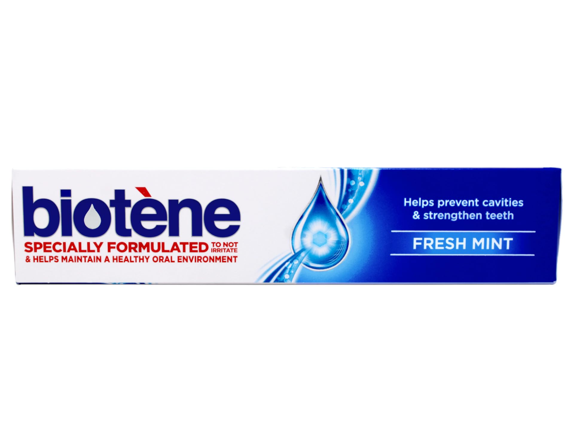 Biotene etiqueta con ingredientes y enzimas que fortalecen la saliva