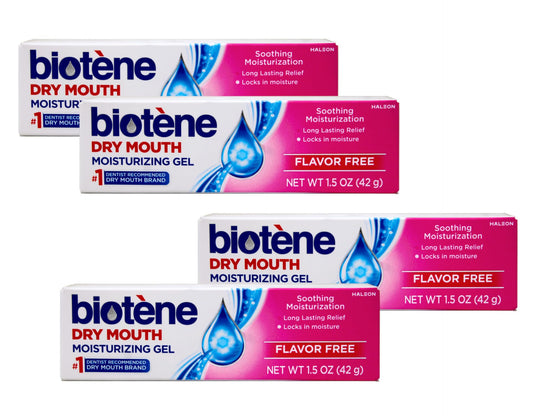 biotène tubo frontal mostrando la marca y tamaño, conveniente para llevar