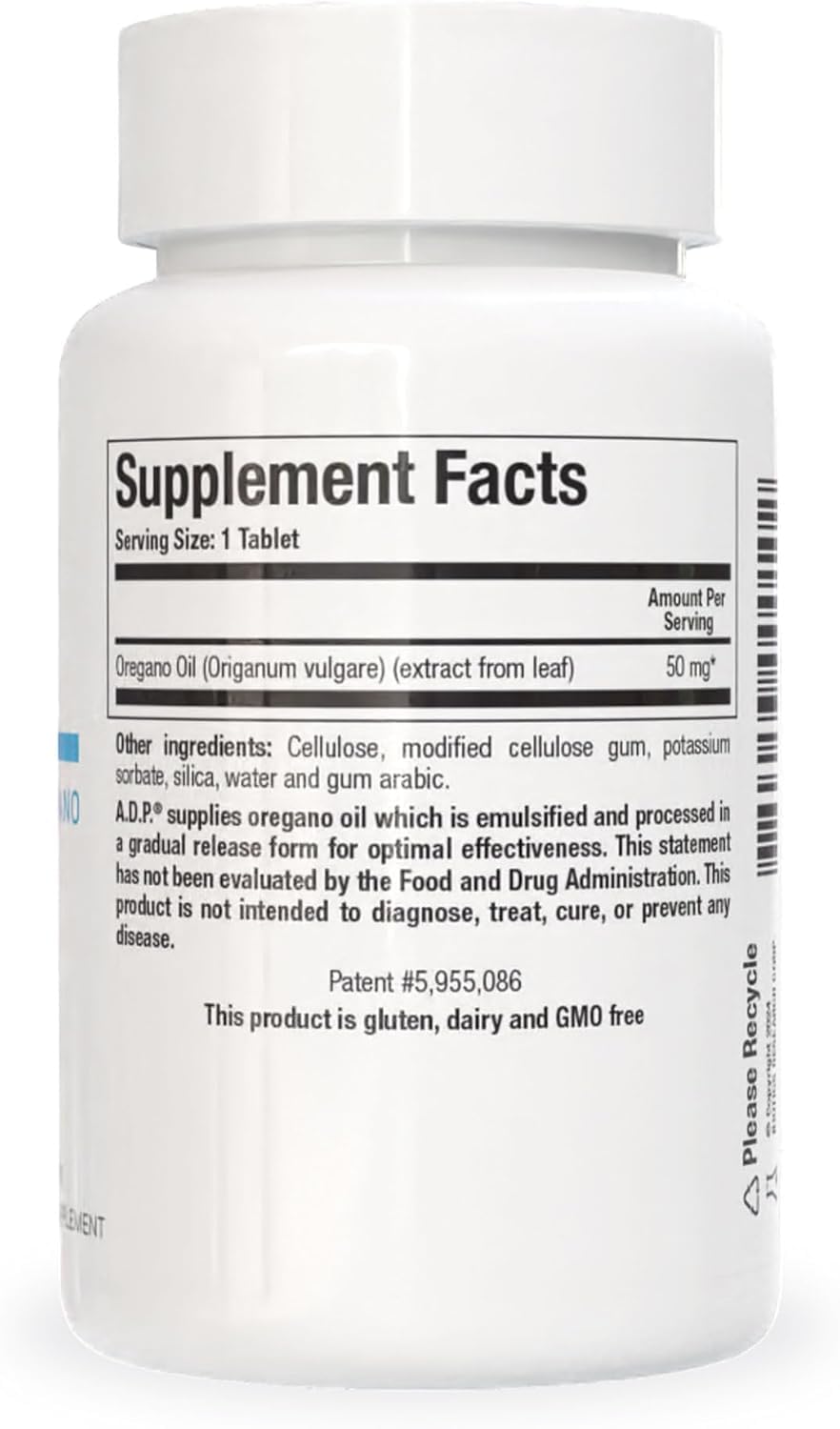 BIOTICS RESEARCH etiqueta de ingredientes mostrando 50 mg aceite de orégano y carvacrol