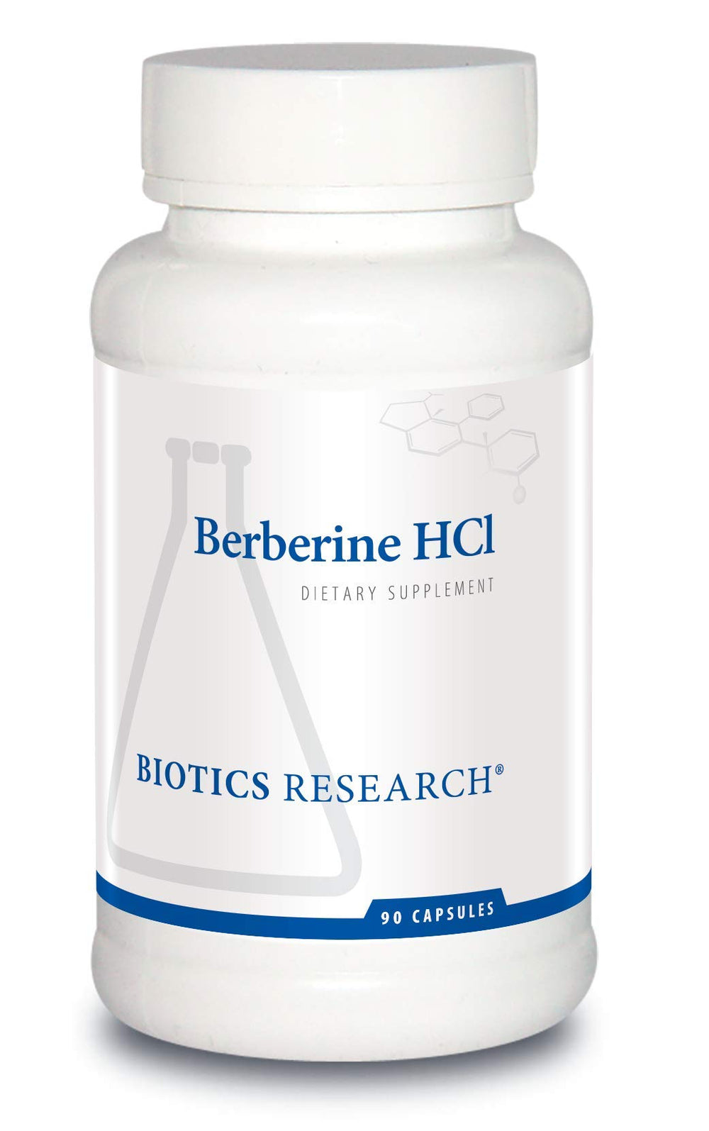 BIOTICS RESEARCH botella frontal mostrando Berberine HCl y beneficios
