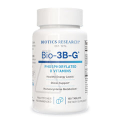BIOTICS RESEARCH frente del envase mostrando 180 tabletas y beneficio claridad de información