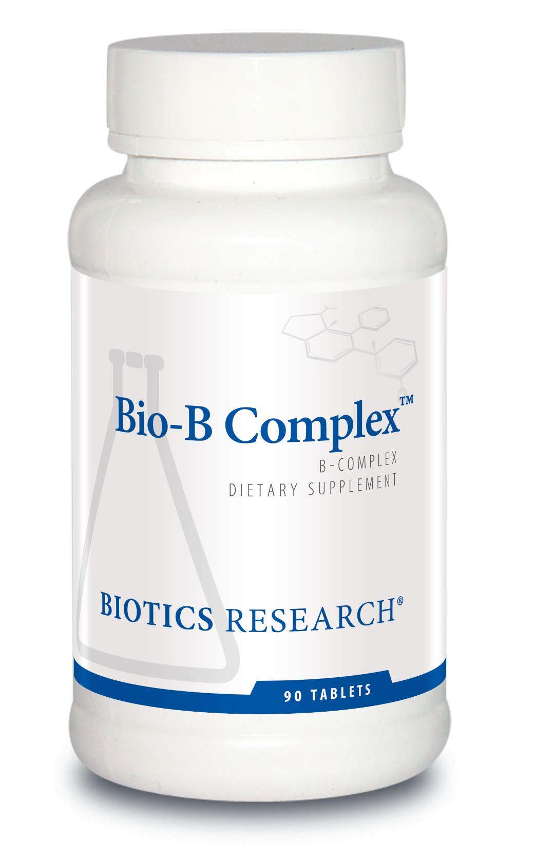BIOTICS RESEARCH envase frontal Bio B Complex mostrando el diseño y beneficio energético