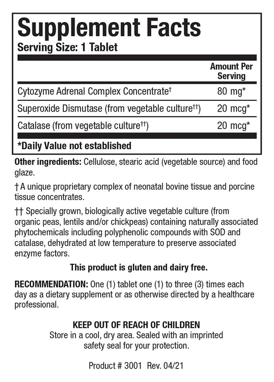 BIOTICS RESEARCH Cytozyme-AD primer plano de una tableta, detalle de textura y tamaño