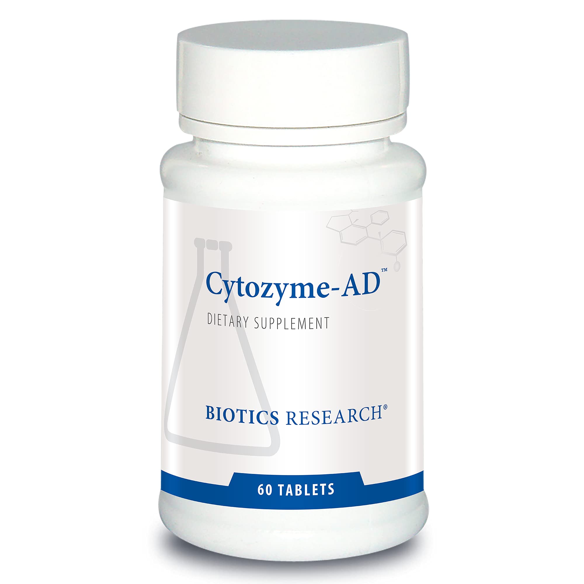 BIOTICS RESEARCH Cytozyme-AD frente del envase mostrando 60 comprimidos y confianza