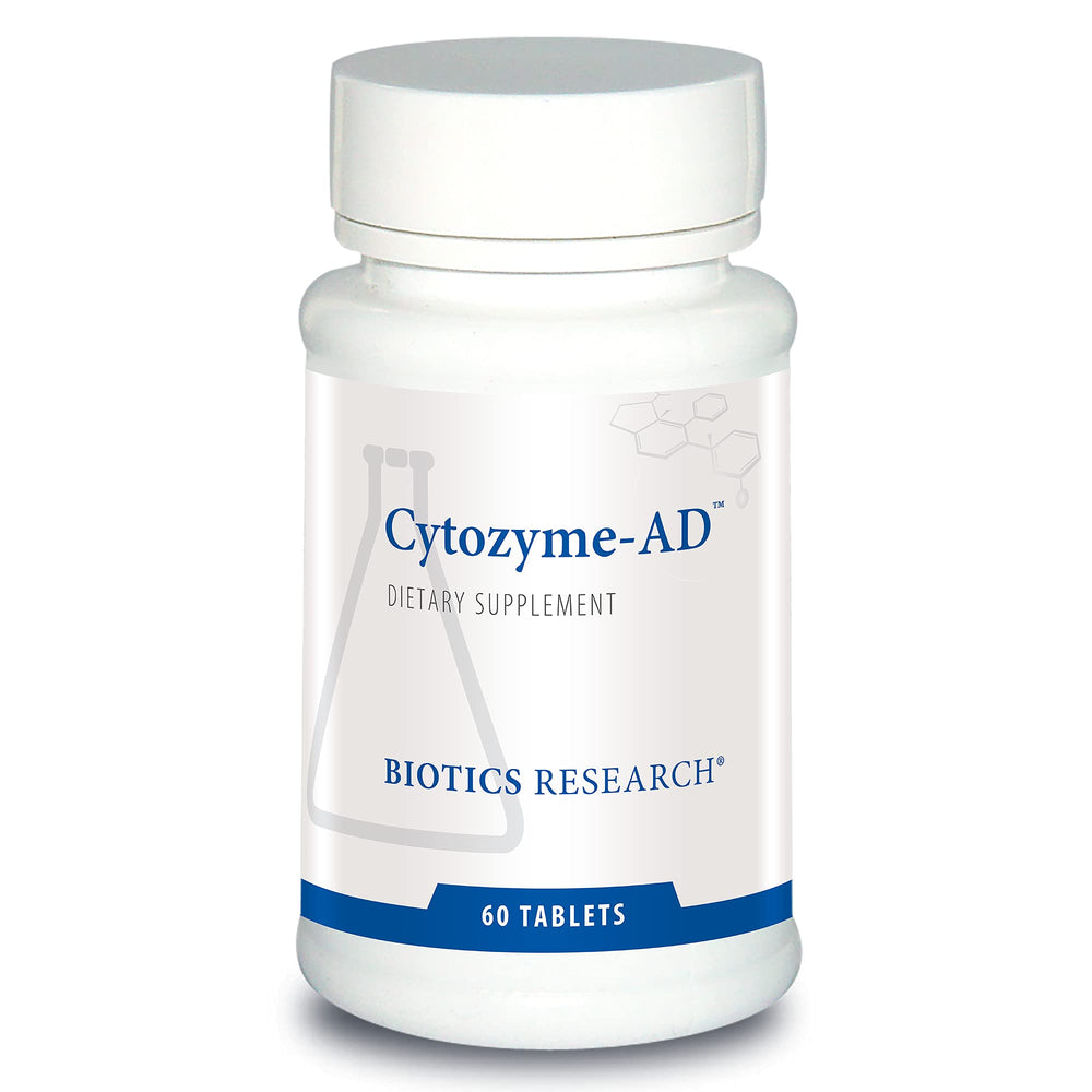 BIOTICS RESEARCH Cytozyme-AD frente del envase mostrando 60 comprimidos y confianza