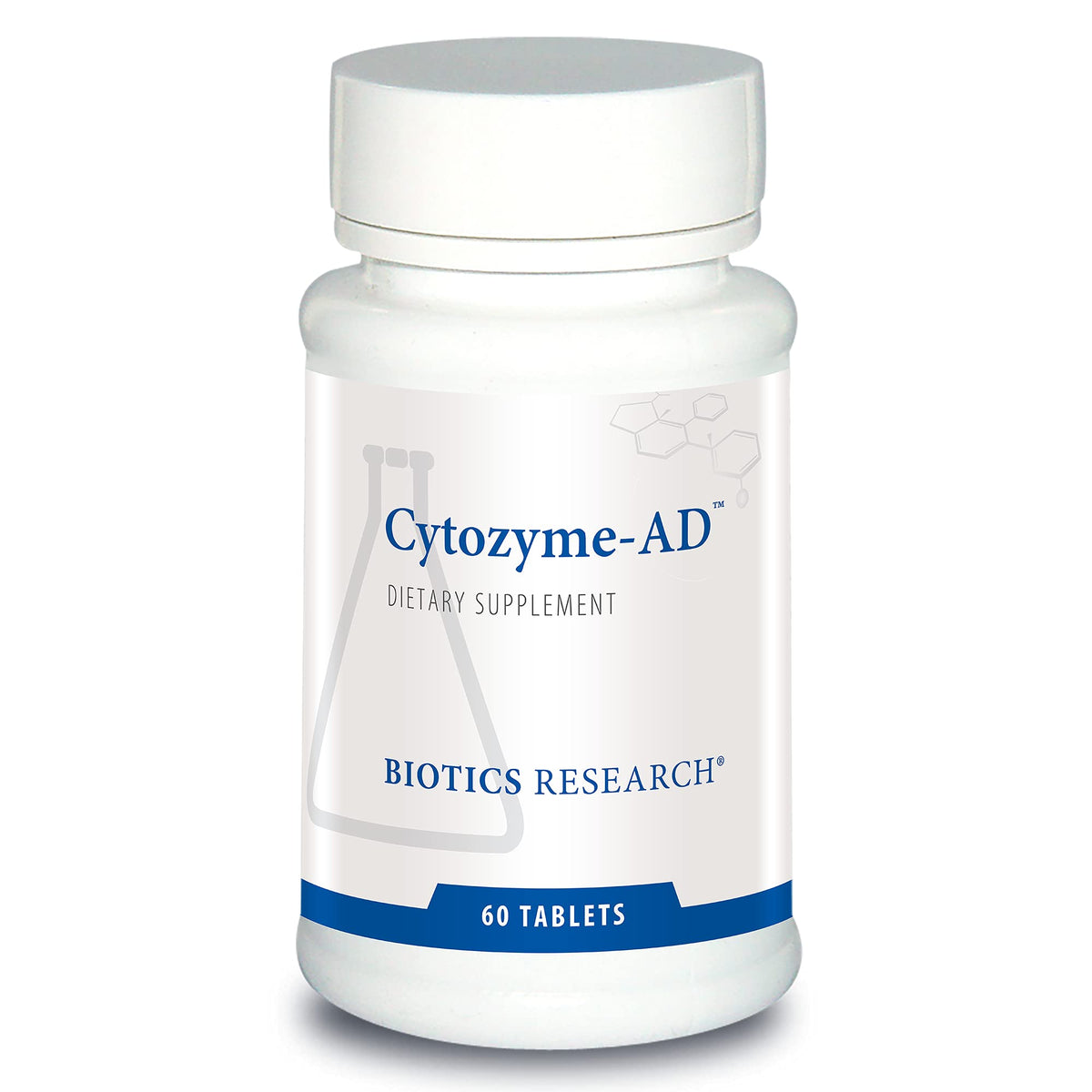 BIOTICS RESEARCH Cytozyme-AD frente del envase mostrando 60 comprimidos y confianza