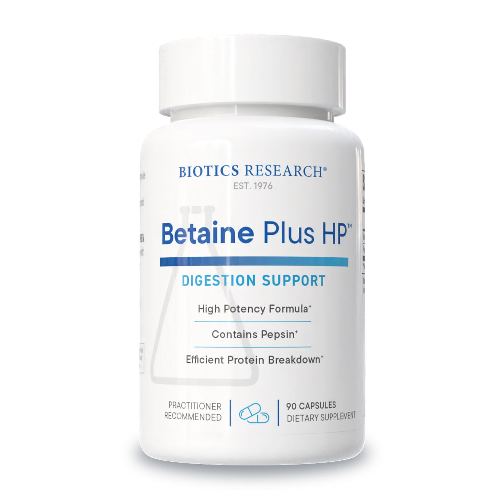 BIOTICS RESEARCH frontal del envase mostrando 90 cápsulas y beneficio digestivo
