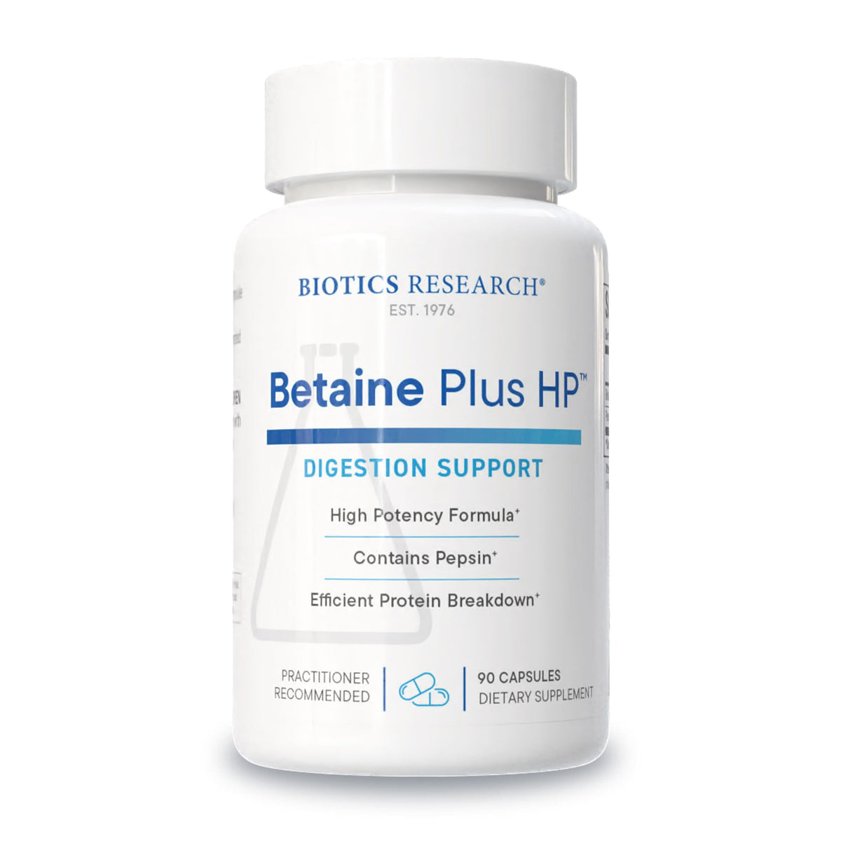 BIOTICS RESEARCH frontal del envase mostrando 90 cápsulas y beneficio digestivo