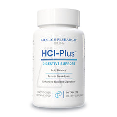BIOTICS RESEARCH frasco HCl Plus frente muestra fácil identificación