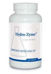 BIOTICS RESEARCH Hydro Zyme frontal del envase mostrando la marca y beneficio digestivo