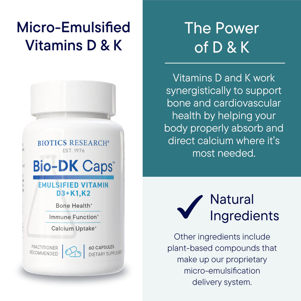 BIOTICS RESEARCH ingredientes clave D3 y K2 visibles y claros