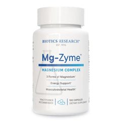 BIOTICS RESEARCH frasco de Mg-Zyme frente, presentación clara y profesional