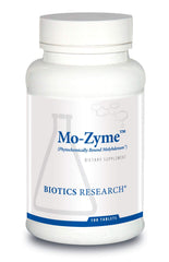 BIOTICS RESEARCH frasco frontal mostrando Mo-Zyme y beneficios de apoyo hepático