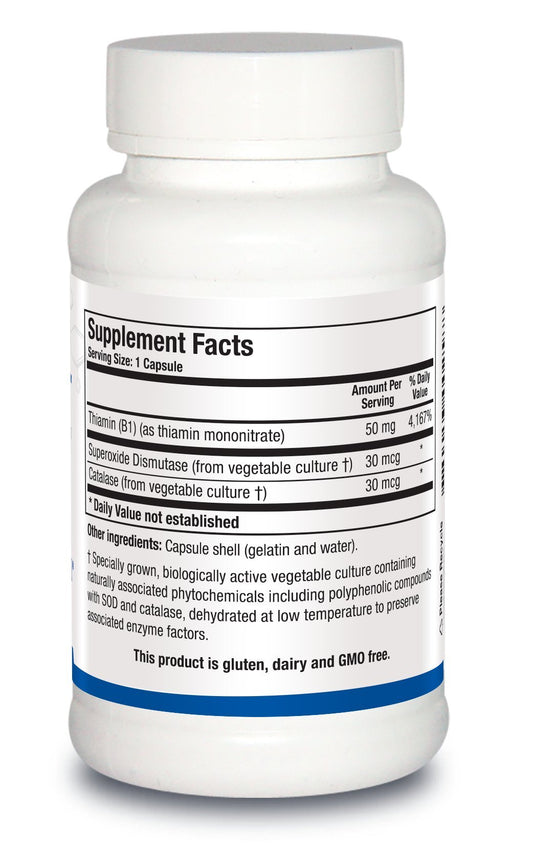 BIOTICS RESEARCH detalle de cápsula de Thiamin 50™ mostrando textura y tamaño