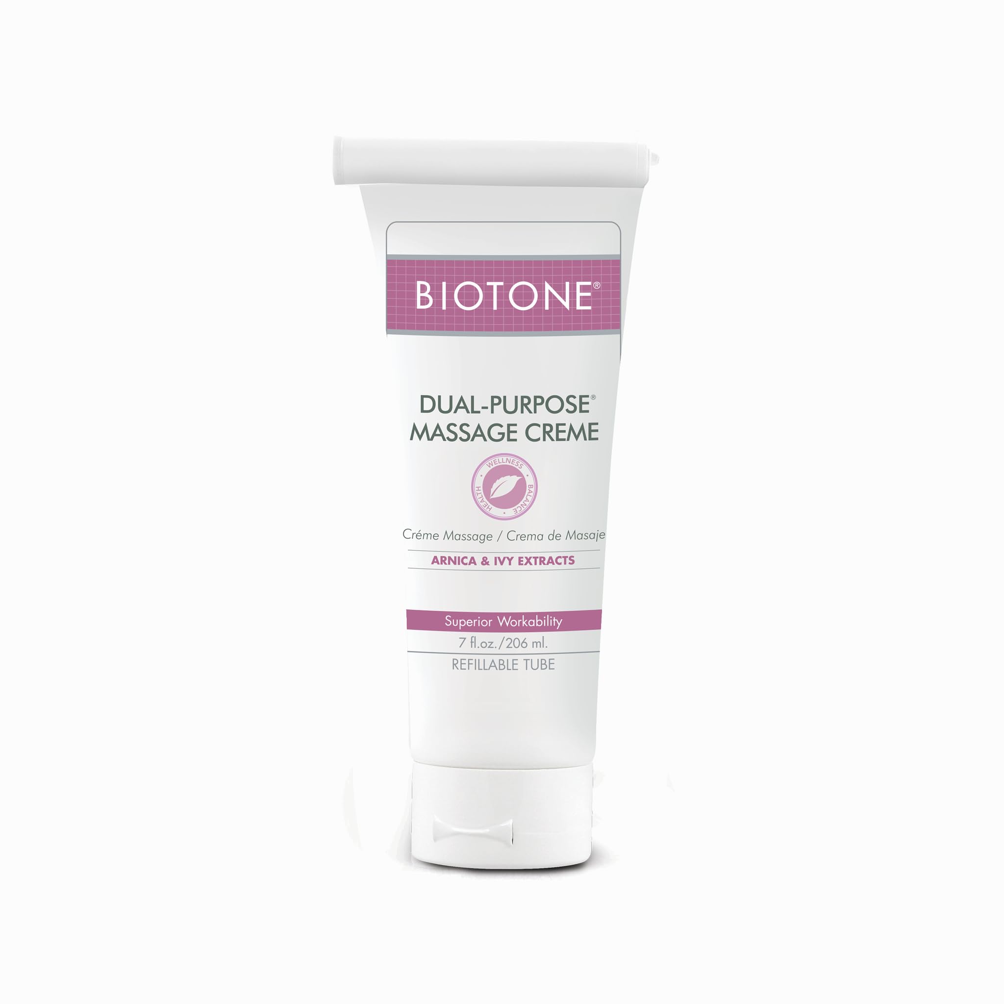 BIOTONE crema dual árnica tubo 7 oz frontal, textura manejable y sin residuo
