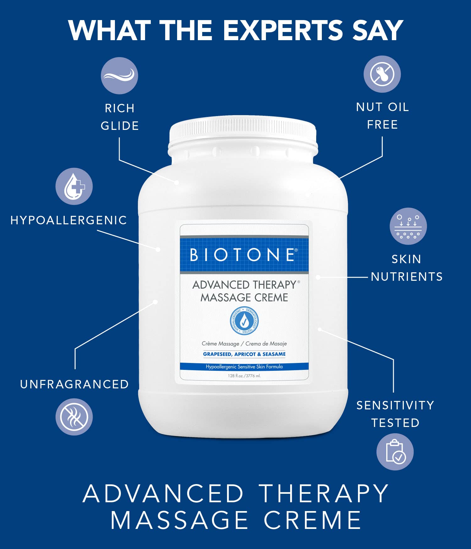 BIOTONE etiqueta ampliada con ingredientes hipoalergénicos y sin fragancia