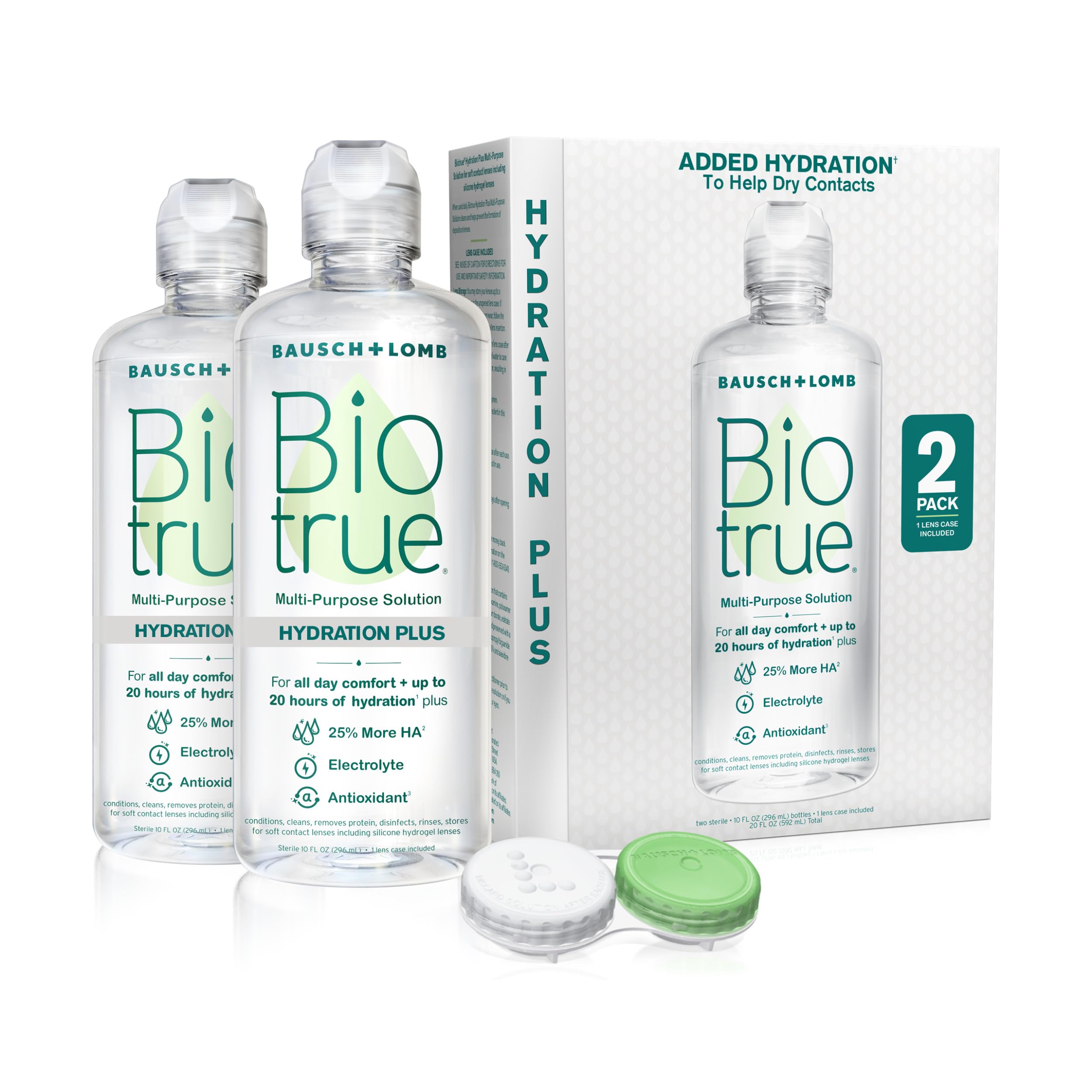 Biotrue botella frente mostrando marca y volumen, facilita elección de producto