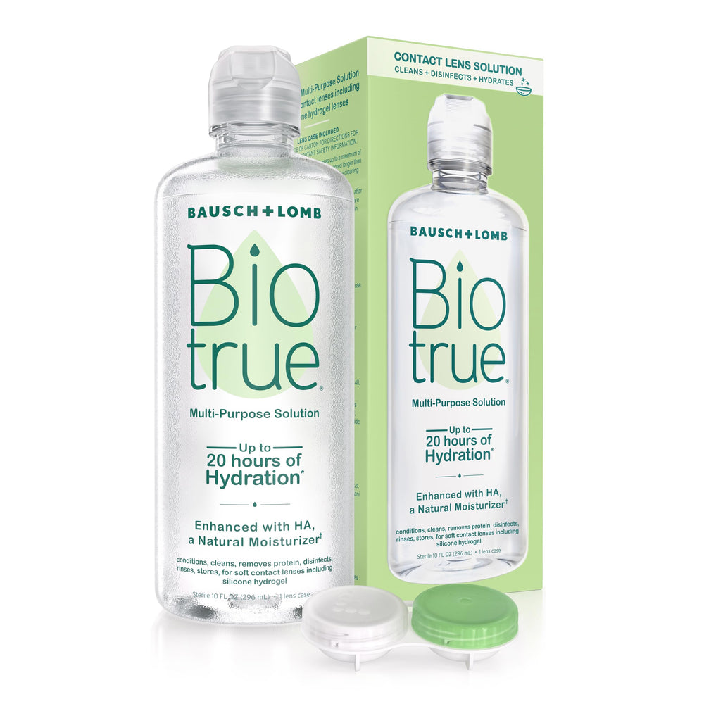 Biotrue botella frontal mostrando tamaño y beneficio hidratación prolongada