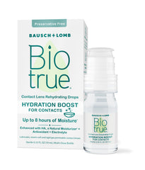 Biotrue frontal del envase mostrando diseño y tamaño, confort instantáneo