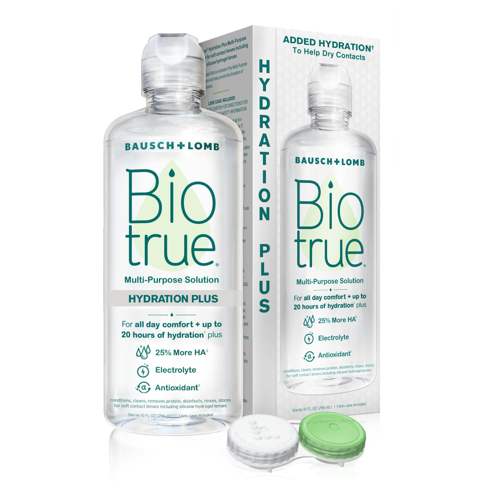 Biotrue frasco frontal mostrando etiqueta y beneficio de hidratación prolongada