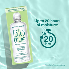 Biotrue gota de solución que muestra humectación con hyaluronan
